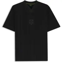 BOSS para homem. 50554645 T-shirt preta às riscas texturadas (S), Preto, Casual, Algodão, Manga curta