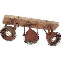 LINDBY candeeiro de teto Farovi, ferrugem, 45 cm, 3 lâmpadas, madeira, GU10