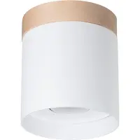Sollux Spot de teto Rif, branco, Ø 12 cm, madeira, alumínio