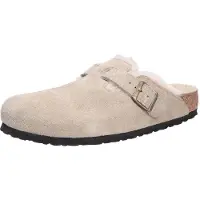 Birkenstock - Pantufas - Boston Shearling Leather/Suede Regular Taupe para Unissexo - Tamanho 42 - Castanho