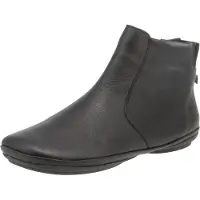 Camper para mulher. K400313-002 Botas de Couro Preto Nina de Couro no Tornozelo (37), Plano, Zíper, Casual