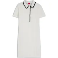 HUGO Vestido de malha 'Slysy' preto / branco lã