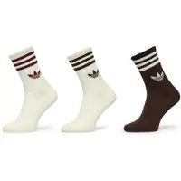 Adidas Meias '3-Stripes Crew 3 Pairs' castanho escuro / vermelho vinho / branco