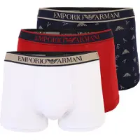 Emporio Armani para homem. EM000370_AF20669 Conjunto 3 Calções boxer Core azul-marinho, vermelho, branco (M), Homewear, Algodão