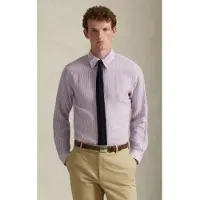 Ralph Lauren para homem. 710B15594003 Camisa de linho com riscas lilás Custom Fit (L), Casual, Manga comprida