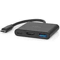 Nedis Ccgb64770bk01 Adaptador Usb Multiportas 3 Em 1 Usb 3.2 Gen 1 Usb-c M-hdmi/usb-a F/usb-c F 5gbps Niquelado 0.1 M