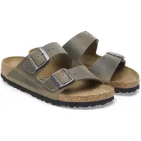 Birkenstock - Sandálias e chinelos mulher - Arizona Oiled Leather Narrow Faded Khaki para Mulher - Tamanho 37 - Caqui