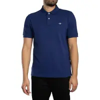 Gant para homem. 2210 Pólo em piqué Regular Fit Shield navy (XXL), Casual, Algodão, Clássico, Manga curta, Marinho