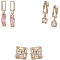 Faina Brincos ouro / cor-de-rosa / transparente