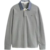 Gant para homem. 2004082 Polo Reg Chambray cinzento pesado (3XL), Casual, Cinza, Algodão, Manga comprida