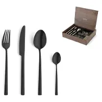 Amefa Metropole Black 1170 conjunto de talheres 24 peças em caixa de madeira