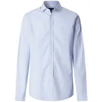 Hackett London para homem. HM3010538 Camisa de popelina azul clássica de corte urbano (XXL), Casual, Algodão, Manga comprida