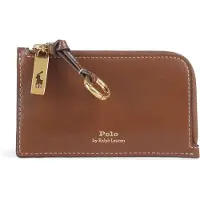 Ralph Lauren para mulher. 427P04988001 Porta-cartões Polo ID de couro com fecho marrón (OSFA), Marrom, Casual, Pele
