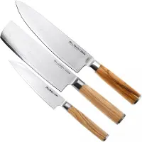 Eden Sugoi Olive conjunto de 3 facas, faca de chef, nakiri e faca universal