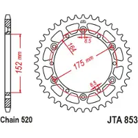 JT Sprockets Roda Dentada Traseira Yamaha Jta853.40blk Aluminium