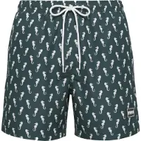 Urban Classics Calções de banho verde escuro / branco