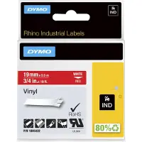 Dymo Fita RHINO 1805422 texto branco sobre vermelho 19mm
