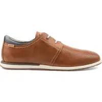 Pikolinos para homem. M8W-6429 Sapatos de couro castanho Saler (42), Marrom, Plano, 1 a 3cm, Cordão, Casual, Clássico