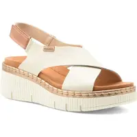 Pikolinos para mulher. W0K-0606C1 Sandálias de couro Gomer em branco (37), 5 a 8cm, Velcro, Casual