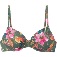 LASCANA Top de biquíni 'Malia' verde / laranja escuro / rosa / branco