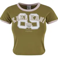 Karl kani Camisa oliveira / cor-de-rosa / branco