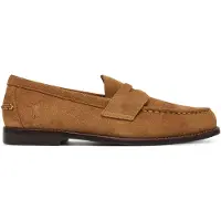 Ralph Lauren para homem. 803961416002 Mocassins Alston em camurça castanha clara (44), Couro, Marrom, Bege, Plano, Nenhum, Casual, Clás
