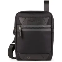 Piquadro , Trakai, Couro e Tecido, P, Bolsa de Ombro em Tecido, Preta, 27 x 21 x 5 cm, Masculina