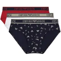 Emporio Armani para homem. EM000369_AF20669 Conjunto de 3 cuecas com logótipo da marinha (S), Branco, Vermelho, Homewear, Algodão, Marinho