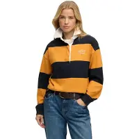 Superdry para mulher. W6012212A Polo de râguebi Heritage Stripe Rugby amarelo (XL), Casual, Algodão, Manga comprida