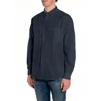 Replay para homem. M4144.000.85486 Camisa de popelina de algodão azul-marinho (S), Casual, Clássico, Manga comprida