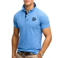 Superdry para homem. M1110465A Polo Piqué Monograma azul (S), Casual, Algodão, Manga curta