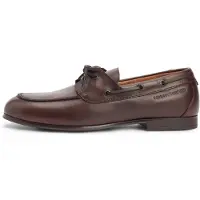 Tommy Hilfiger para homem. FM0FM05748 Sapatos de barco em pele castanha Emilio (43), Couro, Marrom, Plano, Cordão, Casual