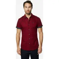 KOROSHI Camisa cinzento escuro / vermelho escuro