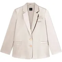 Armani Exchange para mulher. XW001953AF21553U6223 Blazer semi bege (3XL), Casual, Clássico, Poliéster