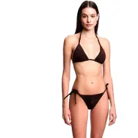 Emporio Armani para mulher. EW000786_AF20241 Biquíni Jacquard padrão castanho (S), Marrom, Beachwear, Poliéster