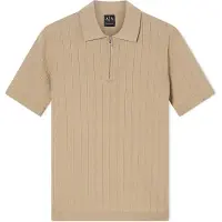 Armani Exchange para homem. XM002438AF22249U6229 Polo Knit Winter Twig bege (XS), Casual, Algodão, Manga curta