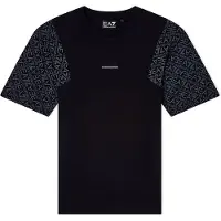 EA7 para menino. 7B000278_AF10375 T-shirt Moderno preto (12Años= 154cm), Casual, Algodão, Manga curta, moda infantil