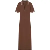 Armani Exchange para mulher. XW002244AF10352U6136 Vestido polo midi castanho (XL), Marrom, Casual, Viscoso, Manga curta
