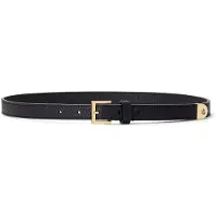 Ralph Lauren para mulher. 412912036002 Cinto estreito de couro granulado preto (1X), Casual, Pele