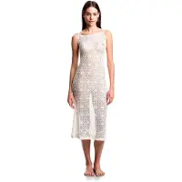 Emporio Armani para mulher. EW000608_AF20251 Vestido bege de renda (M), Algodão, Beachwear, Sem mangas / correias
