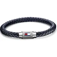 Tommy Hilfiger Bracciale In Pelle Blu Scuro — Bracciale