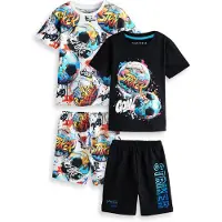 Next Pijama azure / laranja escuro / preto / branco