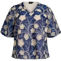 Zizzi Blusa 'Mlaniva' navy / offwhite