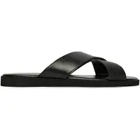 BOSS para homem. 50563155 Chinelos de dedo com tiras lisas pretas (42), Preto, Plano, Nenhum, Casual