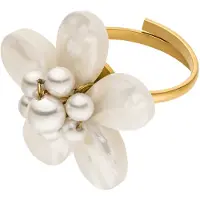 Purelei Anel 'Pearly Flower' ouro / branco pérola