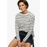Superdry para mulher. W6012266A Camiseta Studios branco (S), Casual, Algodão, Manga comprida