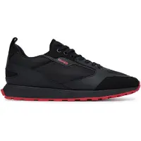 HUGO para homem. 50536568 Sapatilhas de material misto com pormenores Preto (46), Plano, Cordão, Casual