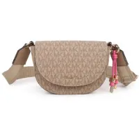 Michael Kors para menina. R30632 Saco a tiracolo bege em forma de meia-lua (OSFA), Casual, Poliuretano, moda infantil