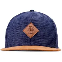 Djinns Boné 'Honey Knit' navy / conhaque