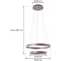 LUCANDE Candeeiro suspenso LED inteligente Yonam, café, 2 luzes, Tuya